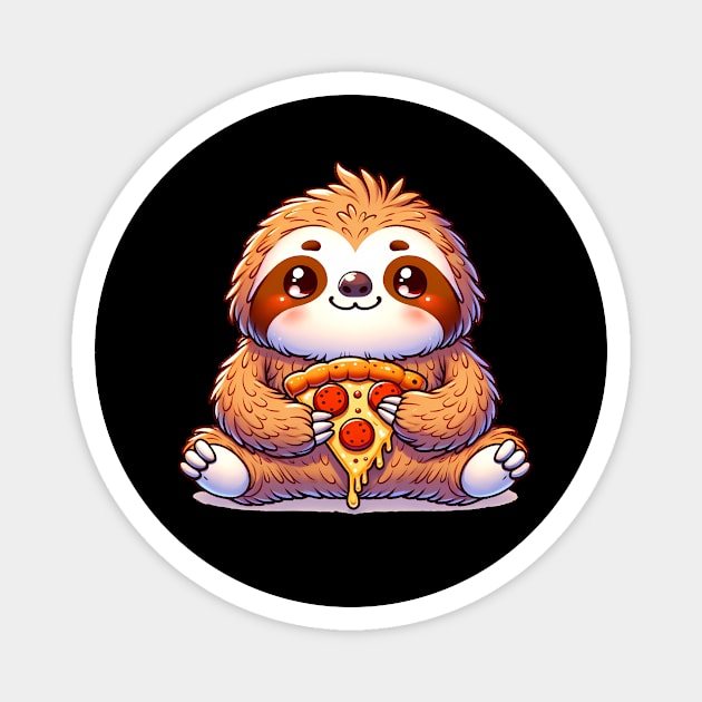 Cute Sloth with a Slice of Pizza Magnet by dukito